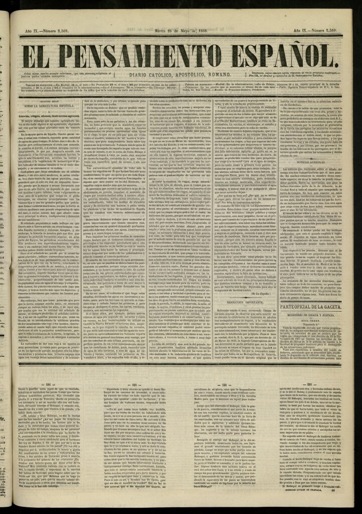 Miniatura de El Pensamiento Español del 26 de mayo de 1868, nº 2569