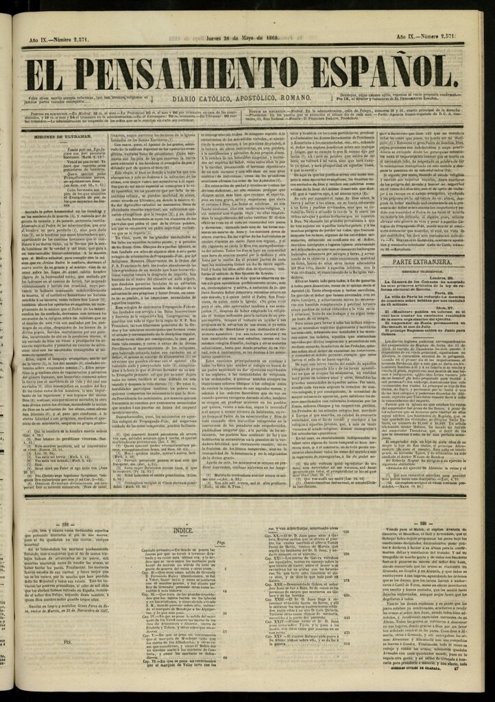 Miniatura de El Pensamiento Español del 28 de mayo de 1868, nº 2571