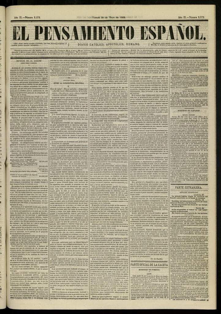 Miniatura de El Pensamiento Español del 29 de mayo de 1868, nº 2572