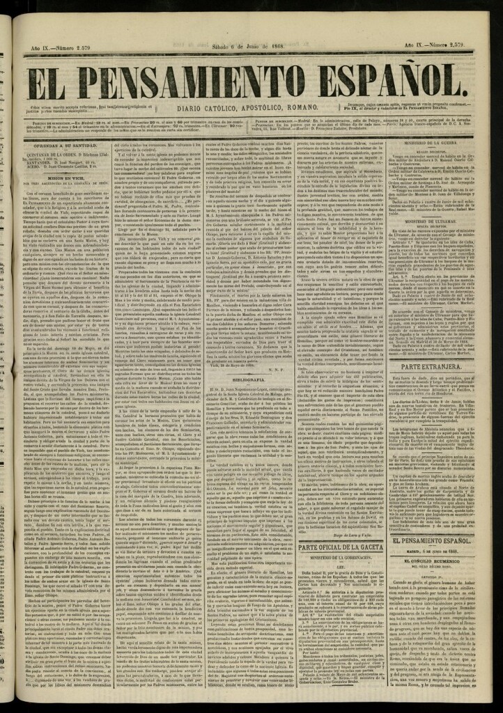 Miniatura de El Pensamiento Español del 6 de junio de 1868, nº 2579