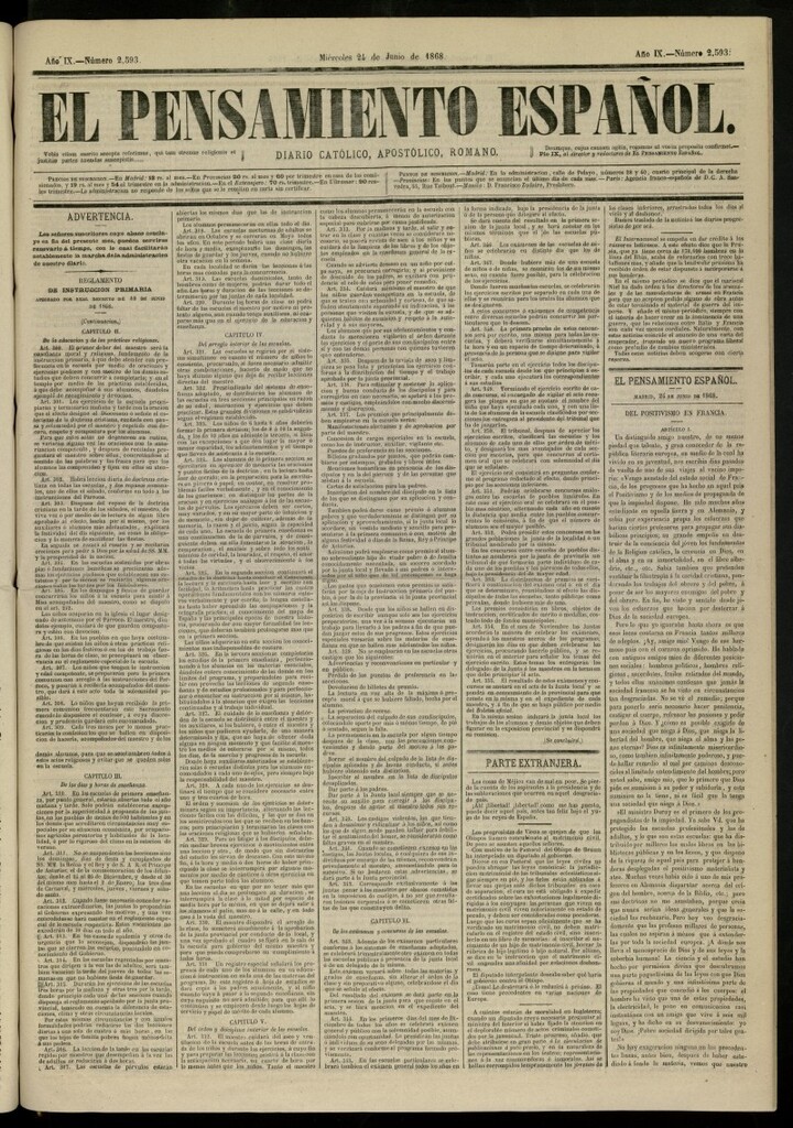 Miniatura de El Pensamiento Español del 24 de junio de 1868, nº 2593