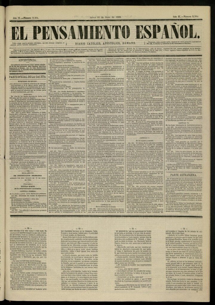 Miniatura de El Pensamiento Español del 25 de junio de 1868, nº 2594