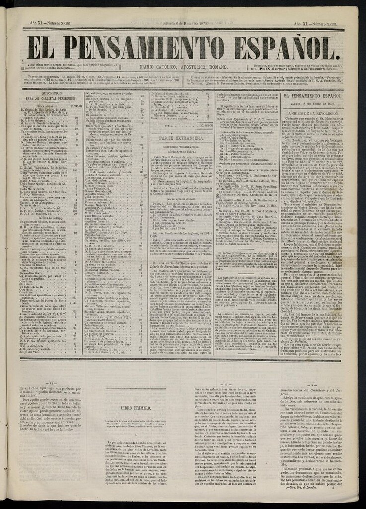 Miniatura de El Pensamiento Español del 8 de enero de 1870, nº 3056