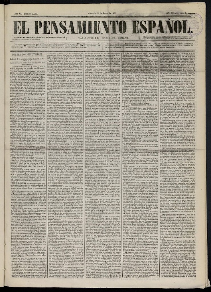 Miniatura de El Pensamiento Español del 12 de enero de 1870, nº 3059