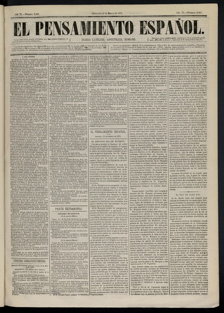 Miniatura de El Pensamiento Español del 19 de enero de 1870, nº 3065