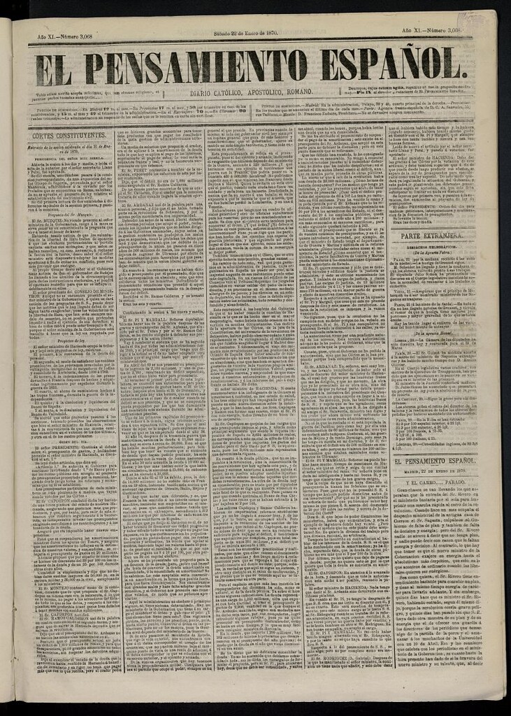 Miniatura de El Pensamiento Español del 22 de enero de 1870, nº 3068