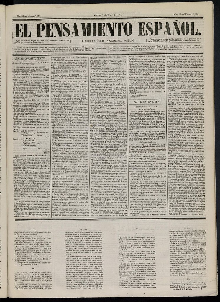 Miniatura de El Pensamiento Español del 28 de enero de 1870, nº 3073