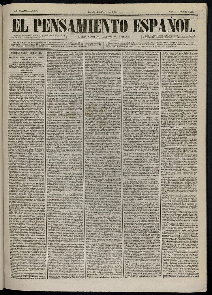 Miniatura de El Pensamiento Español del 12 de febrero de 1870, nº 3085