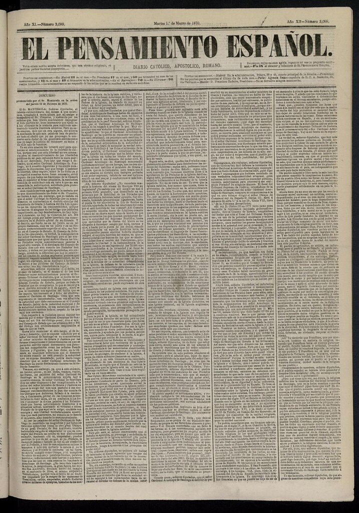 Miniatura de El Pensamiento Español del 1 de marzo de 1870, nº 3099