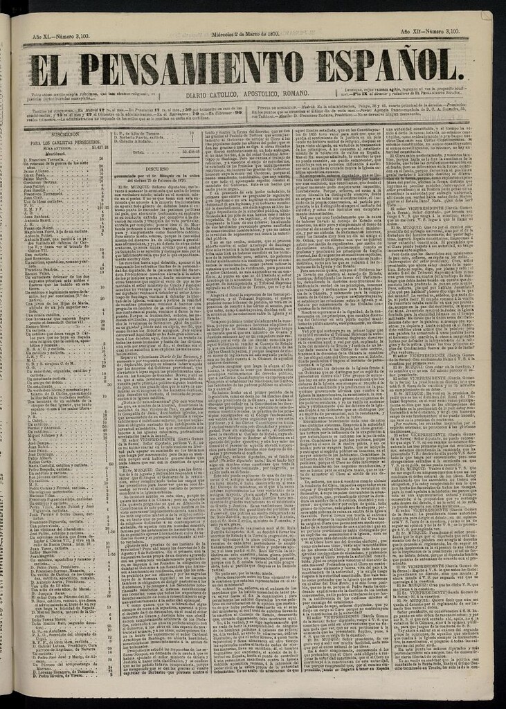 Miniatura de El Pensamiento Español del 2 de marzo de 1870, nº 3100