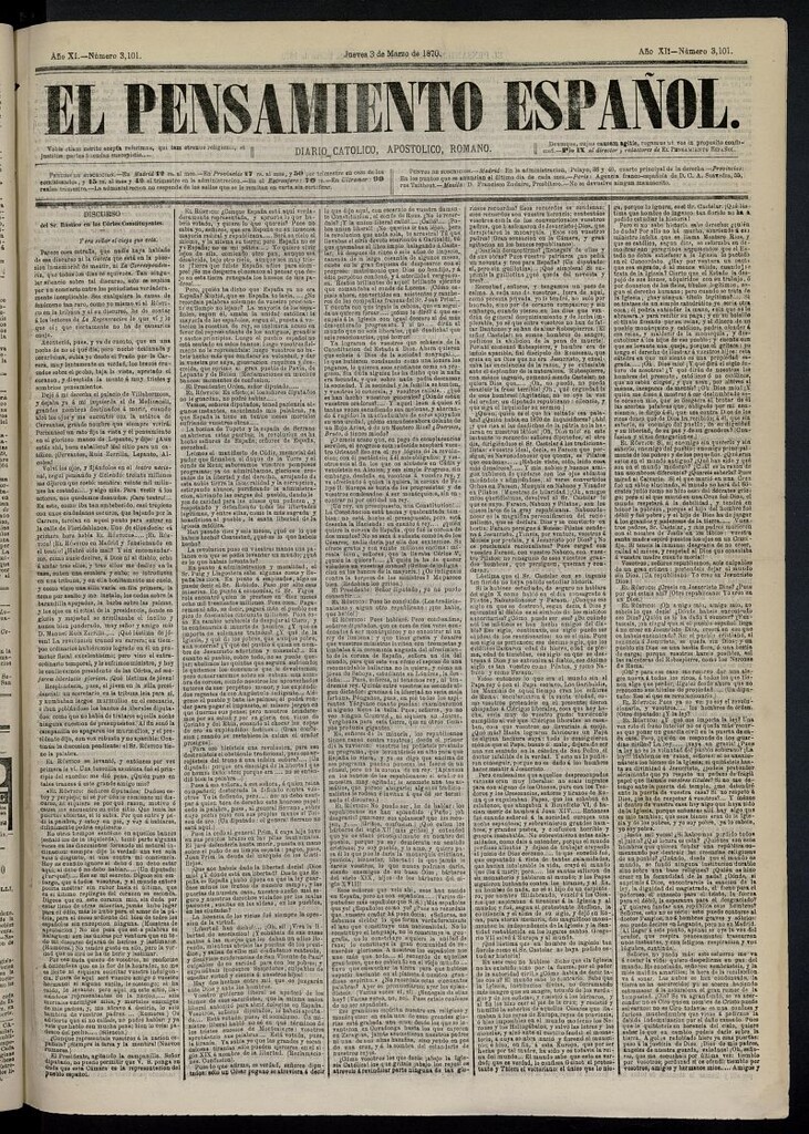 Miniatura de El Pensamiento Español del 3 de marzo de 1870, nº 3101