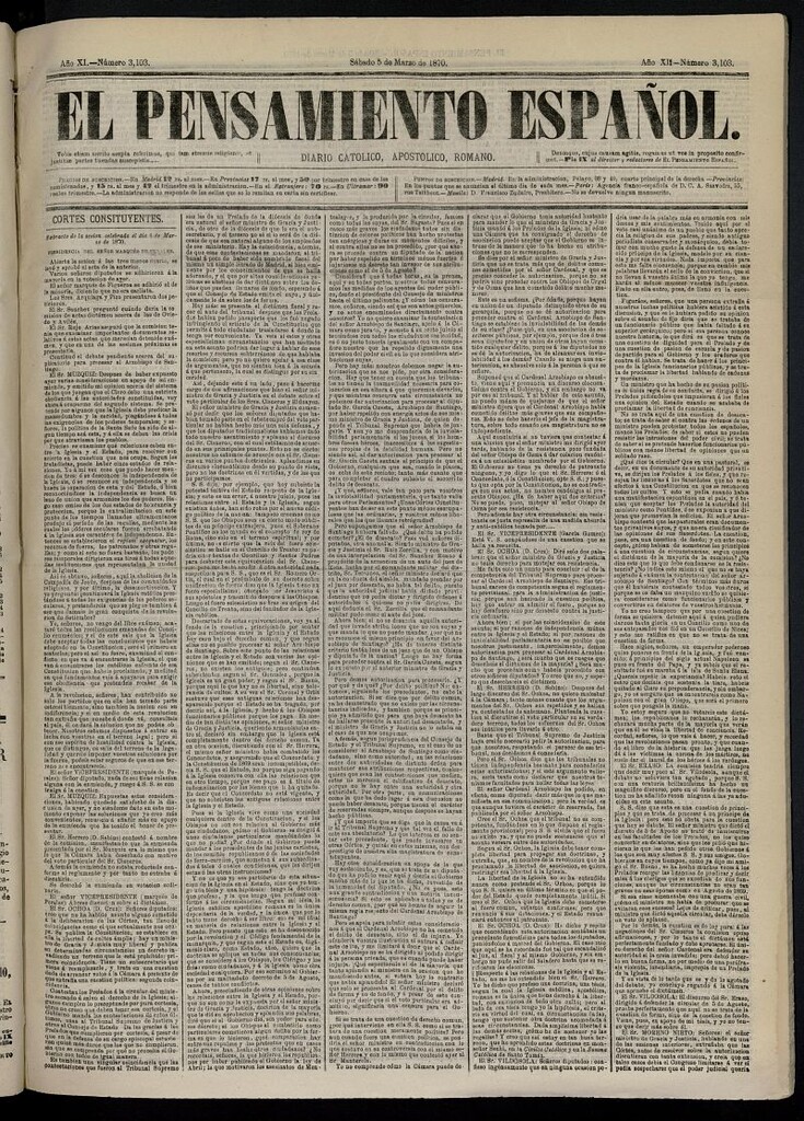Miniatura de El Pensamiento Español del 5 de marzo de 1870, nº 3103
