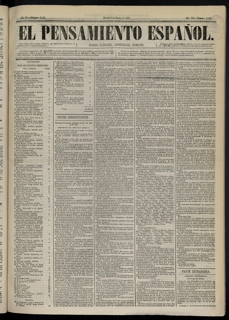 Miniatura de El Pensamiento Español del 8 de marzo de 1870, nº 3105