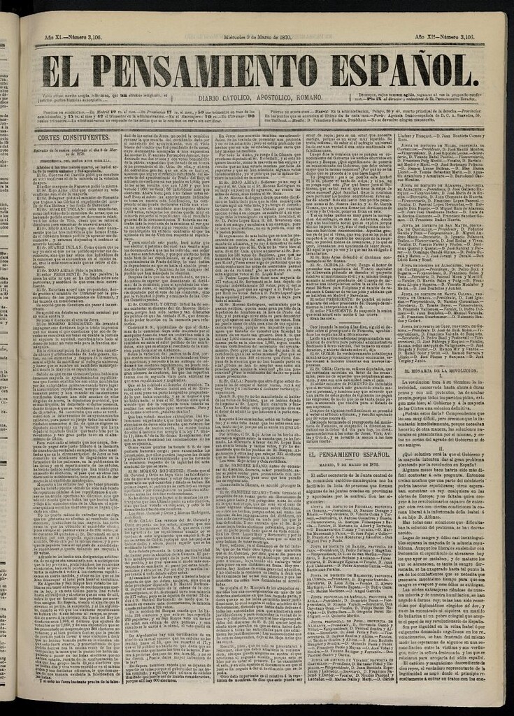 Miniatura de El Pensamiento Español del 9 de marzo de 1870, nº 3106