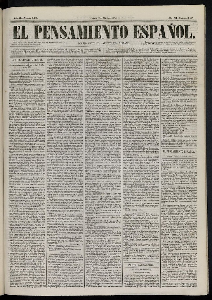 Miniatura de El Pensamiento Español del 10 de marzo de 1870, nº 3107