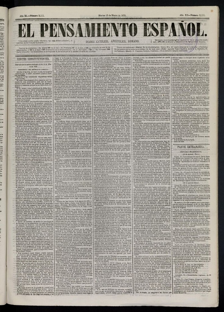 Miniatura de El Pensamiento Español del 15 de marzo de 1870, nº 3111