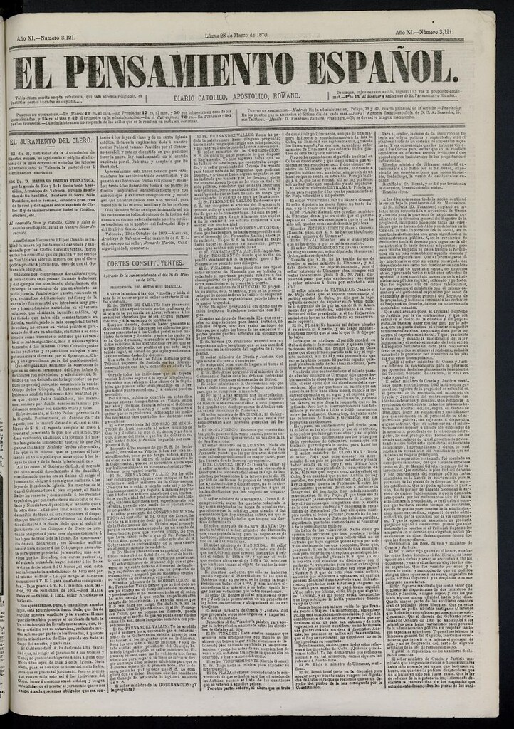 Miniatura de El Pensamiento Español del 28 de marzo de 1870, nº 3121