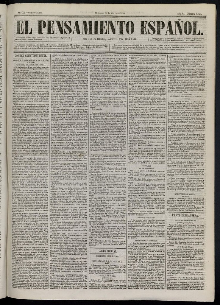Miniatura de El Pensamiento Español del 30 de marzo de 1870, nº 3123