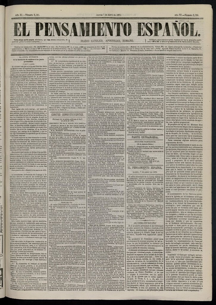Miniatura de El Pensamiento Español del 7 de abril de 1870, nº 3130
