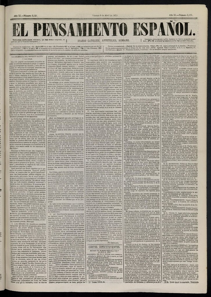 Miniatura de El Pensamiento Español del 8 de abril de 1870, nº 3131