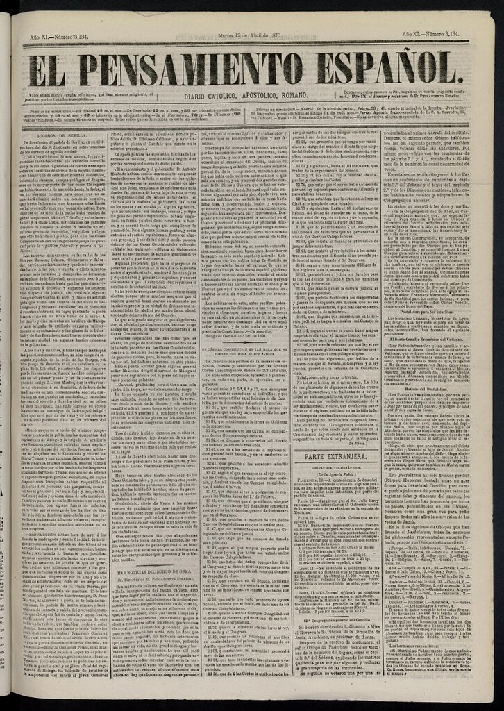 Miniatura de El Pensamiento Español del 12 de abril de 1870, nº 3134
