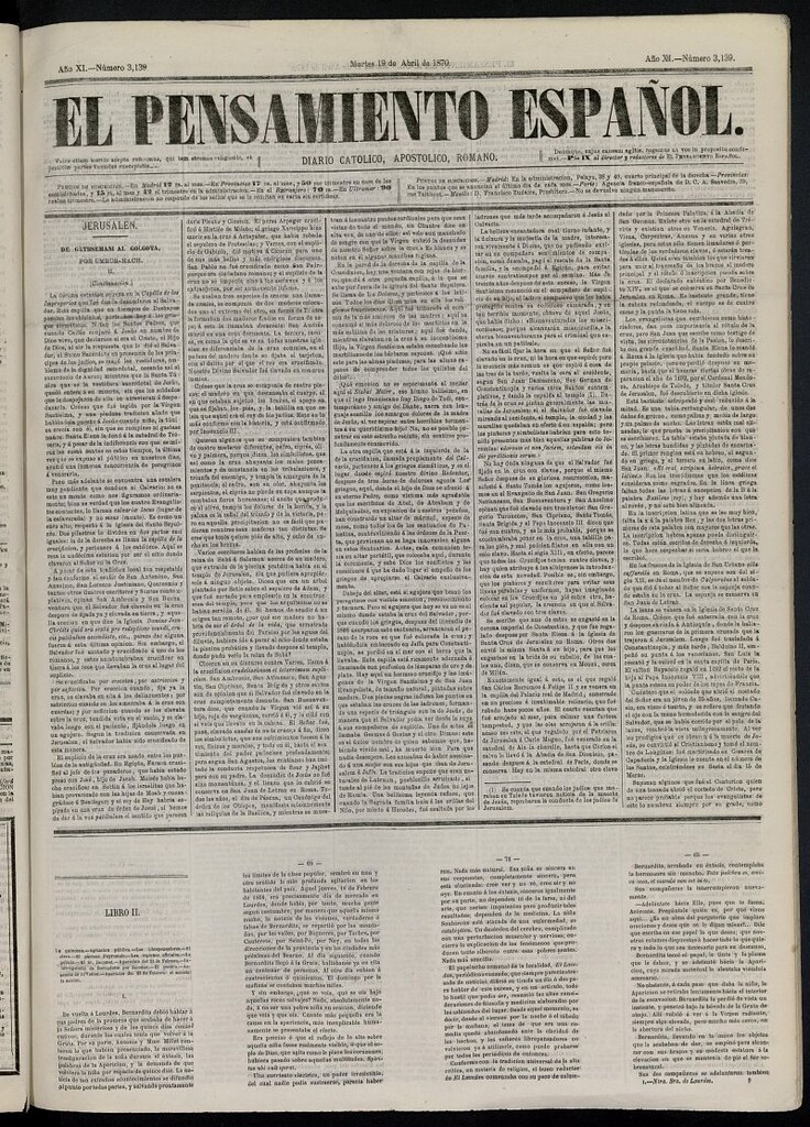 Miniatura de El Pensamiento Español del 19 de abril de 1870, nº 3139