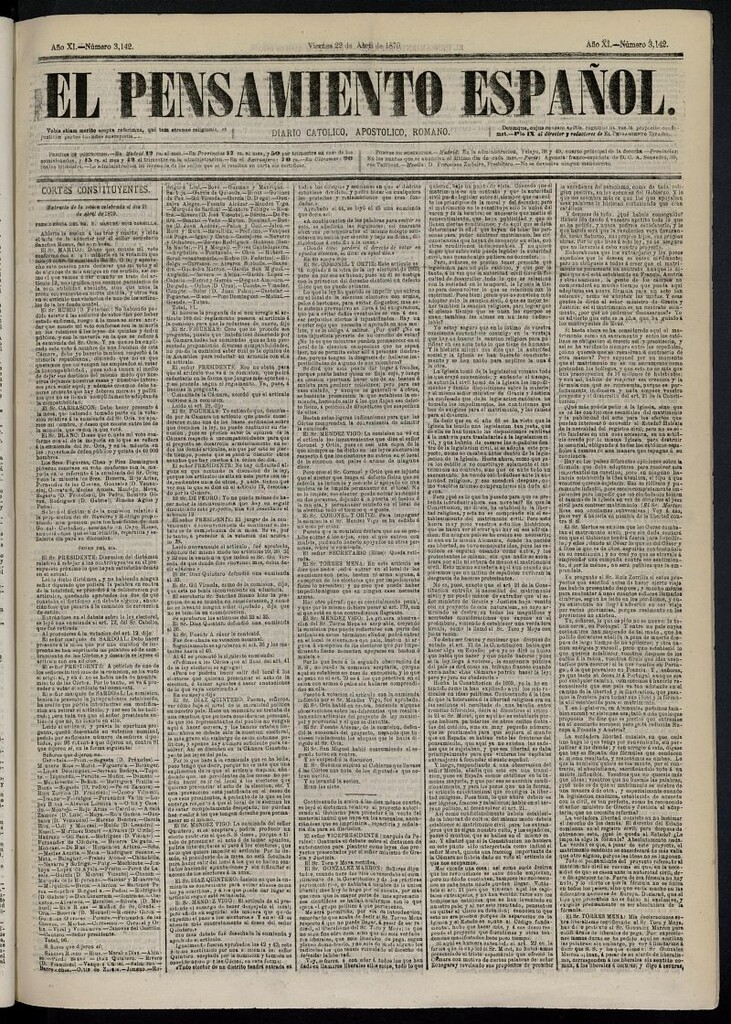Miniatura de El Pensamiento Español del 22 de abril de 1870, nº 3142