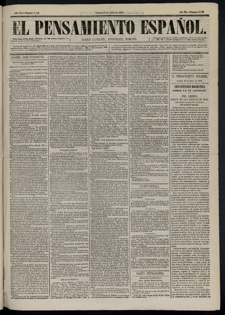 Miniatura de El Pensamiento Españoldel 29 de abril de 1870, nº 3148