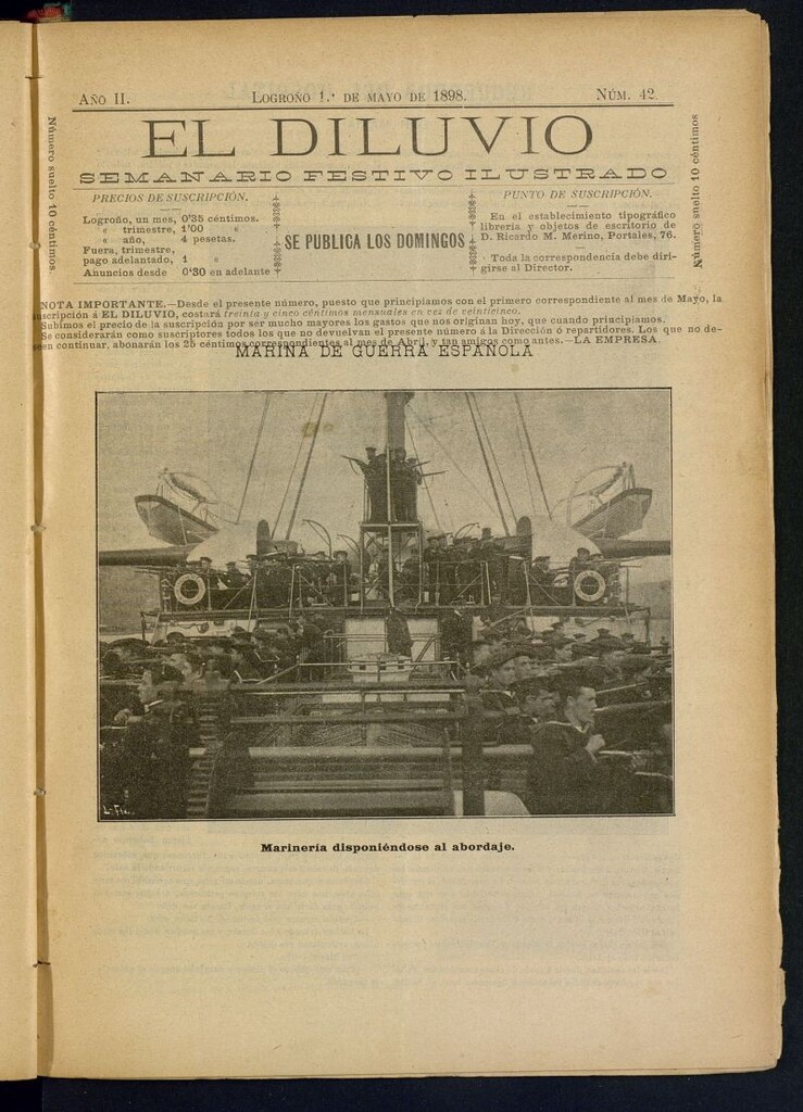 Miniatura de El Diluvio : semanario festivo ilustrado del 1 de mayo de 1898