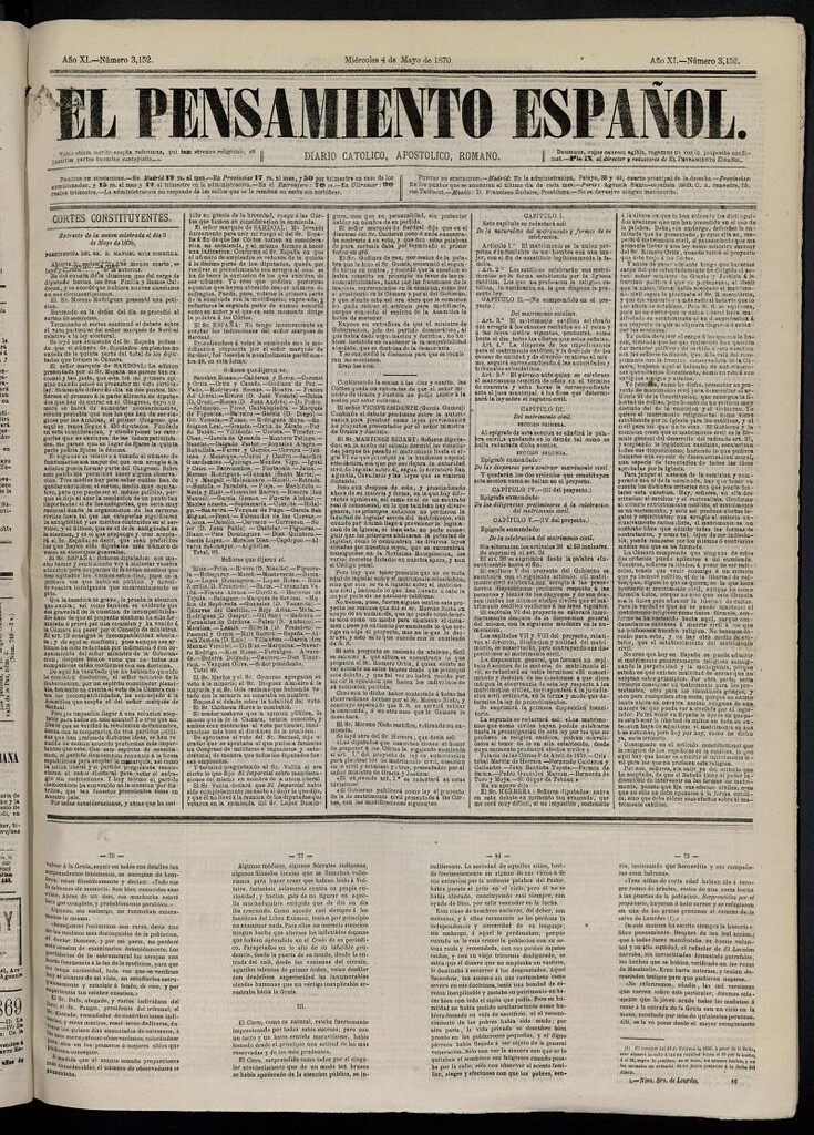 Miniatura de El Pensamiento Español del 4 de mayo de 1870, nº 3152