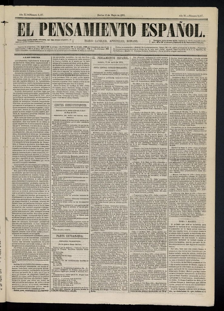 Miniatura de El Pensamiento Español del 10 de mayo de 1870, nº 3157