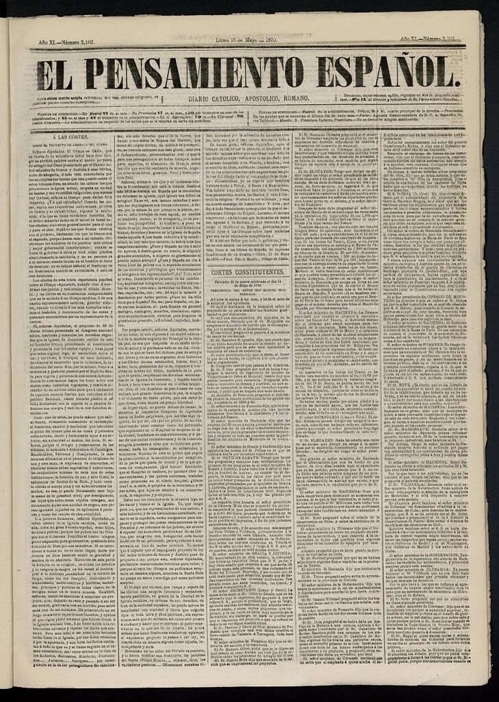 Miniatura de El Pensamiento Español del 16 de mayo de 1870, nº 3162