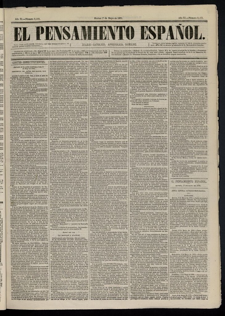 Miniatura de El Pensamiento Español del 17 de mayo de 1870, nº 3163