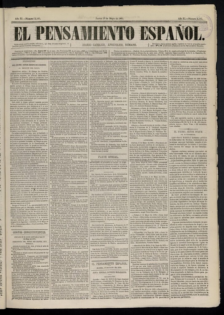 Miniatura de El Pensamiento Español del 19 de mayo de 1870, nº 3165