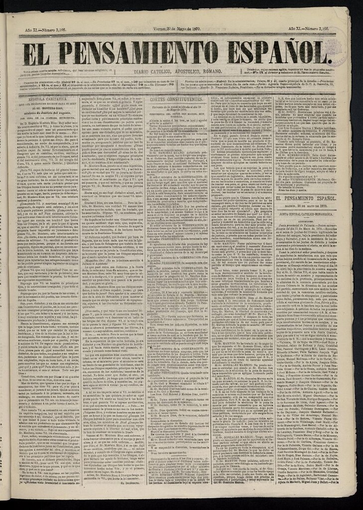 Miniatura de El Pensamiento Español del 20 de mayo de 1870, nº 3166