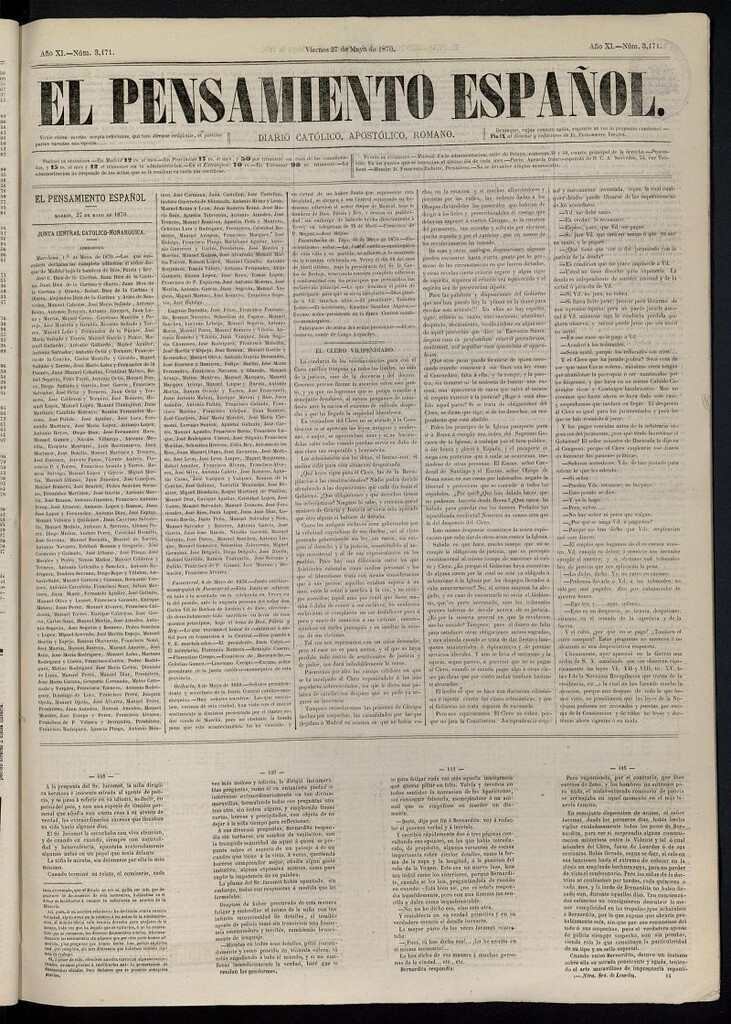 Miniatura de El Pensamiento Español del 27 de mayo de 1870, nº 3171