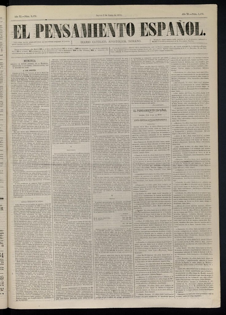 Miniatura de El Pensamiento Español del 2 de junio de 1870, nº 3176