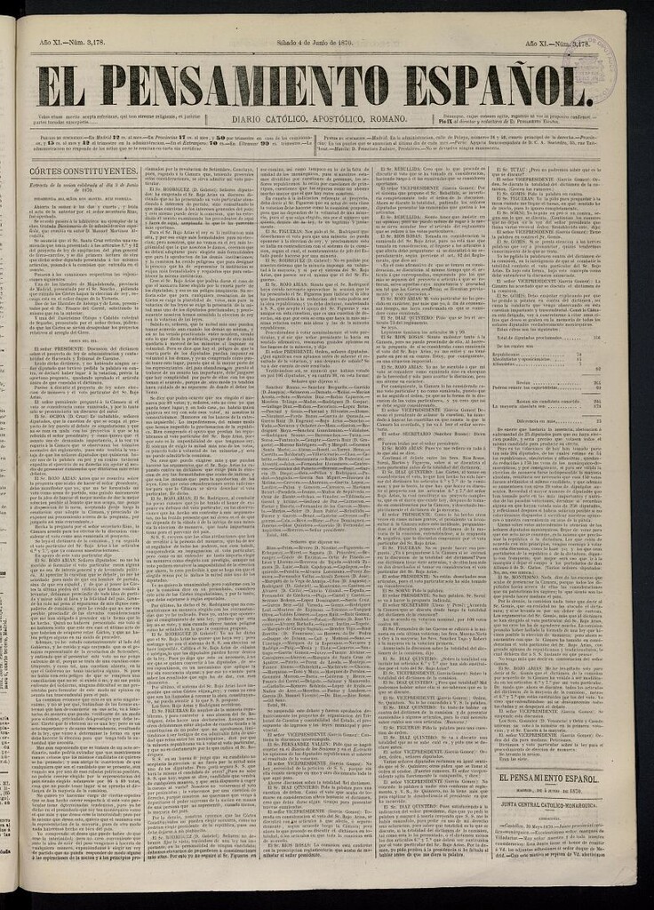 Miniatura de El Pensamiento Español del 4 de junio de 1870, nº 3178