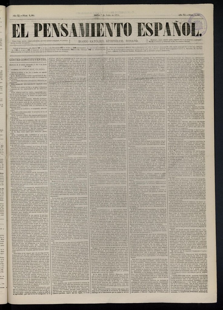 Miniatura de El Pensamiento Español del 7 de junio de 1870, nº 3180
