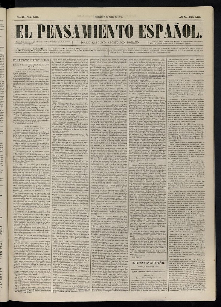 Miniatura de El Pensamiento Español del 8 de junio de 1870, nº 3181