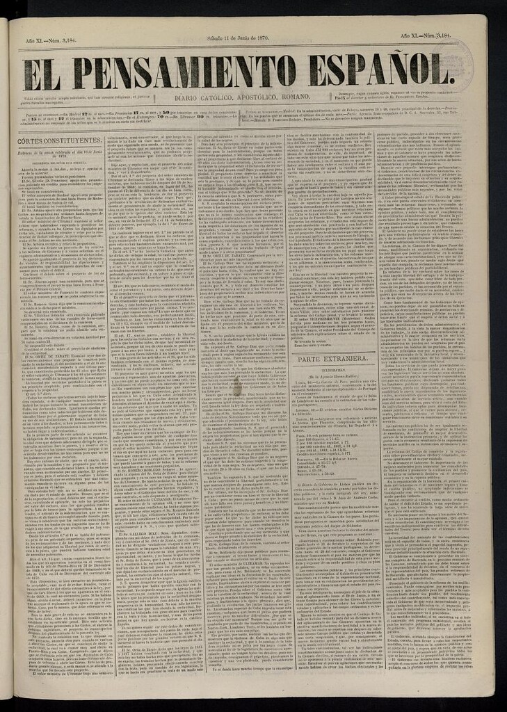 Miniatura de El Pensamiento Español del 11 de junio de 1870, nº 3184