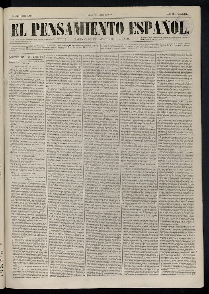 Miniatura de El Pensamiento Español del 13 de junio de 1870, nº 3185
