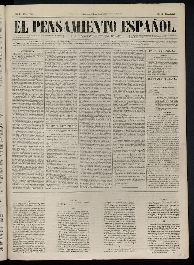 Miniatura de El Pensamiento Español del 15 de junio de 1870, nº 3187