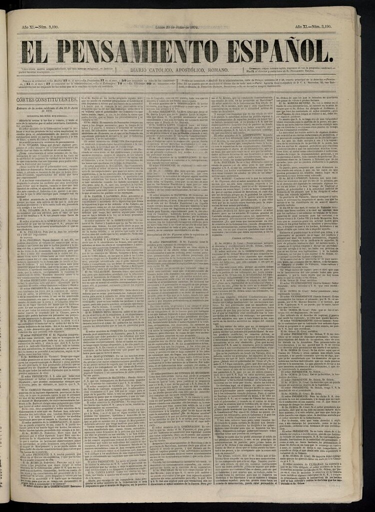 Miniatura de El Pensamiento Españoll del 20 de junio de 1870, nº 3190
