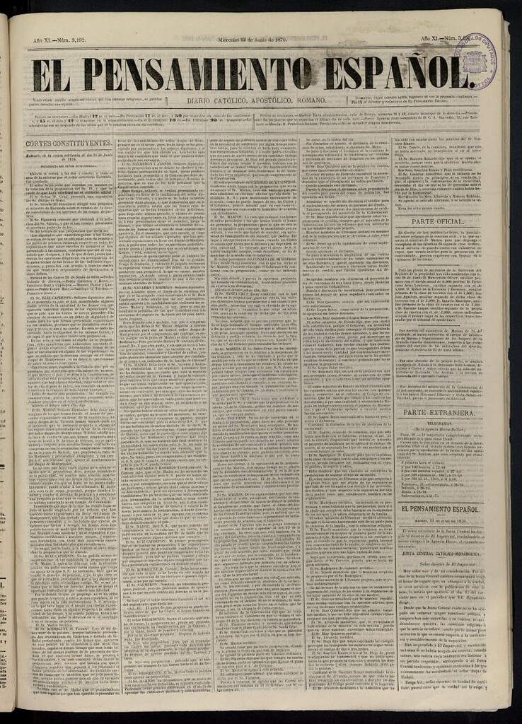Miniatura de El Pensamiento Español del 22 de junio de 1870, nº 3192