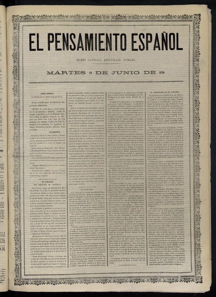 Miniatura de El Pensamiento Español del 28 de junio de 1870, nº 3197