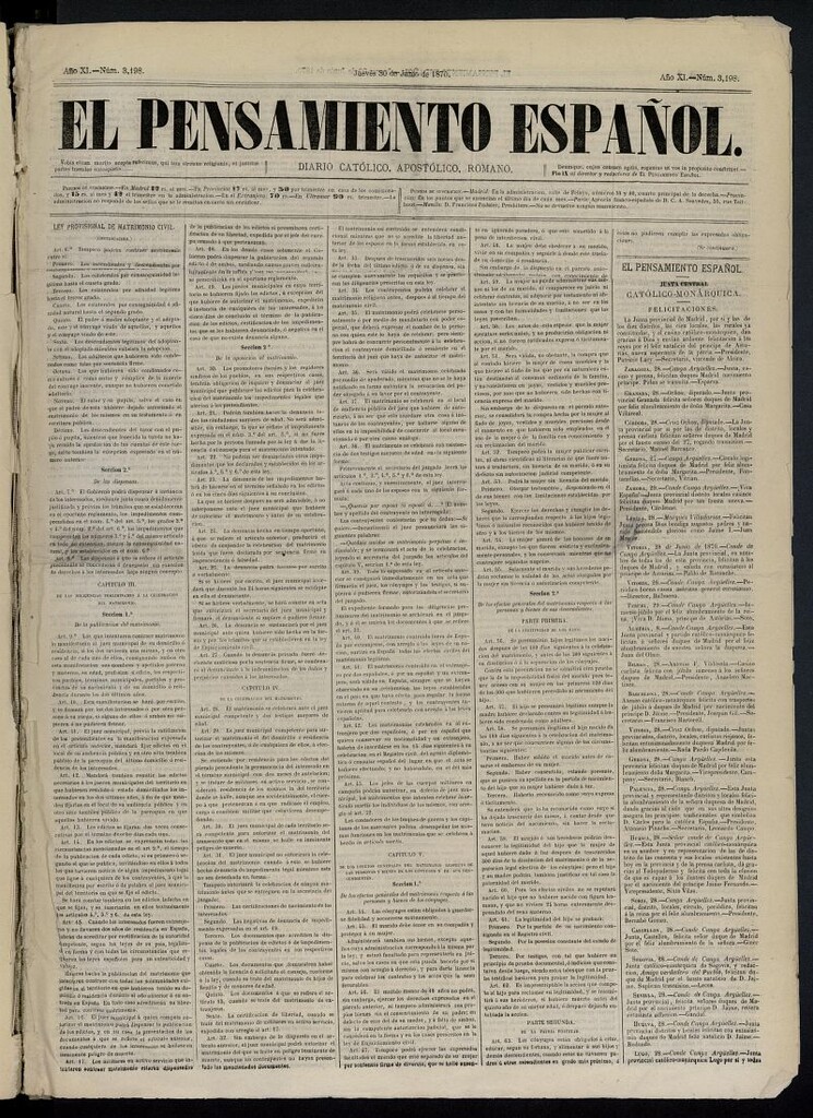 Miniatura de El Pensamiento Español del 30 de junio de 1870, nº 3198