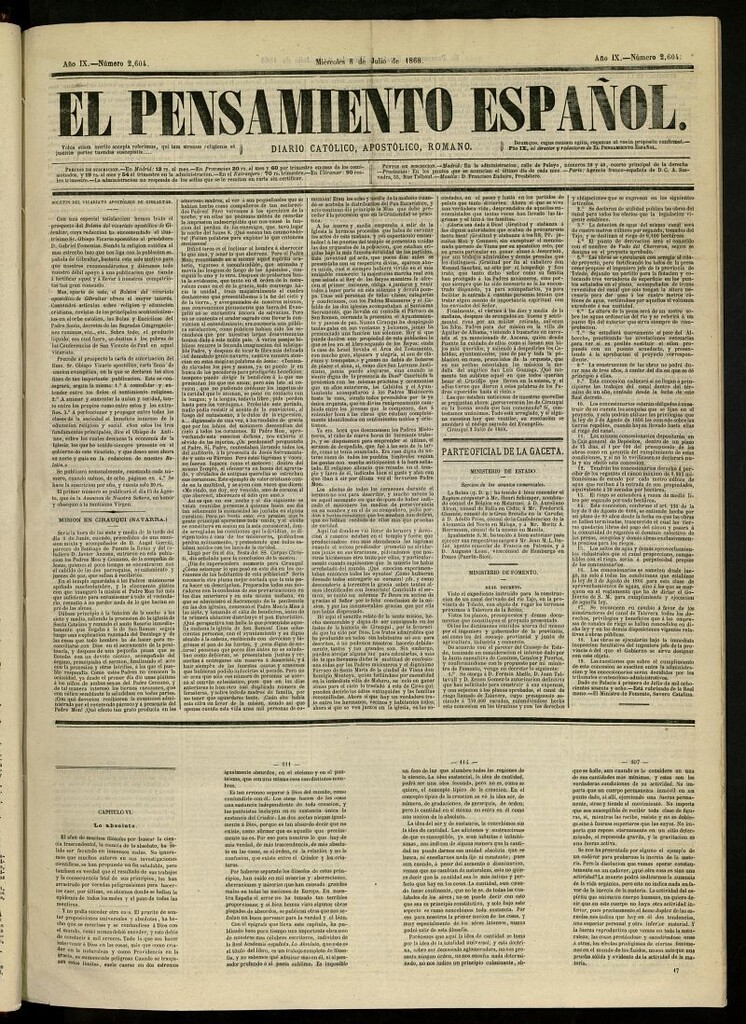 Miniatura de El Pensamiento Español del 8 de julio de 1868, nº 2604