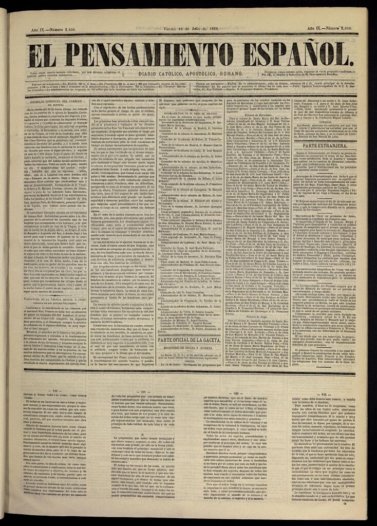 Miniatura de El Pensamiento Español del 10 de julio de 1868, nº 2606