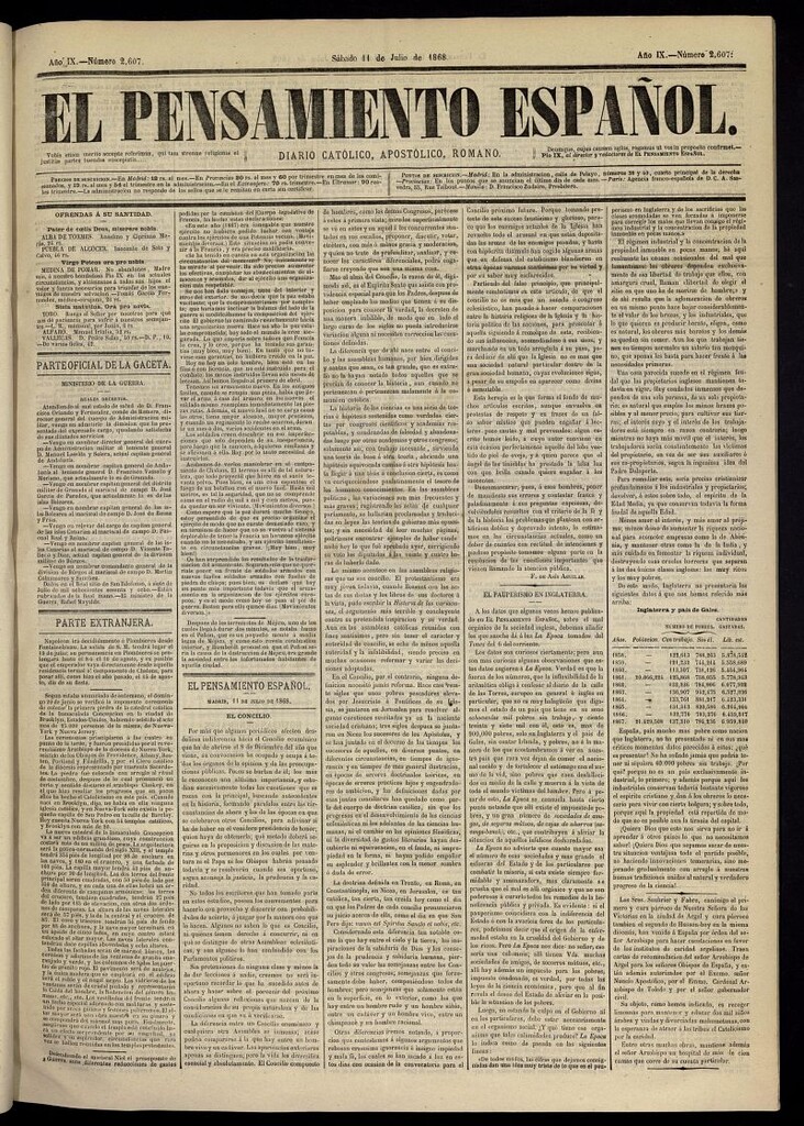 Miniatura de El Pensamiento Español del 11 de julio de 1868, nº 2607